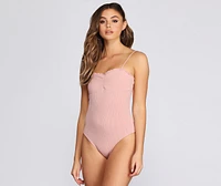 Cuter Clinch Front Ribbed Bodysuit