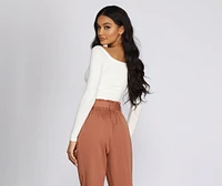 Off The Shoulder Wrap Front Crop Top