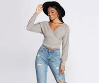 La Femme Knit Wrap Sweater