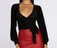 Leopard Print Mesh Wrap Top