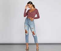 Streamlined Surplice Wrap Top