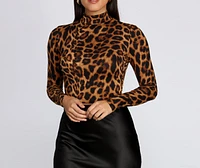 Leopard Mock Neck Crop Top