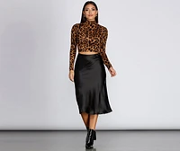 Leopard Mock Neck Crop Top