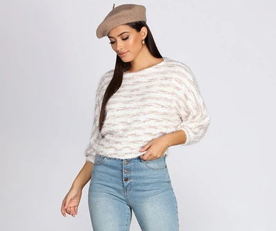 Striped Eyelash Dolman Sweater