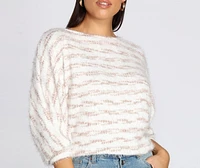 Striped Eyelash Dolman Sweater