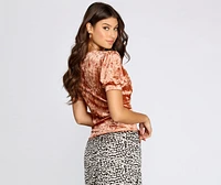 Velvet Puff Sleeve Top