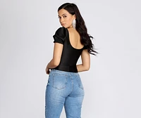 Play On Puff Sleeve Corset Top