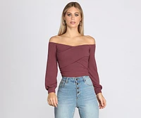 Ribbed Knit Off The Shoulder Top