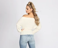 What The Fuzz Off Shoulder Top