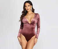 Pleated Detail Velvet Bodysuit