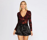 Burnout Flocked Velvet Bodysuit