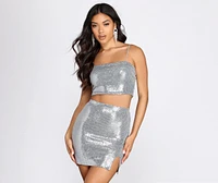 Sequin Star Cami Crop Top