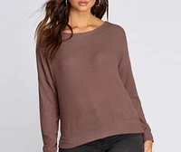 Brushed Knit Boat Neck Pullover