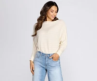 Ribbed Knit Dolman Sleeve Top