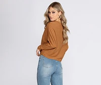 Ribbed Knit Dolman Sleeve Top