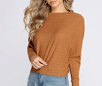 Ribbed Knit Dolman Sleeve Top