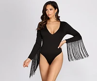 Stevie Fringe Long Sleeve Bodysuit