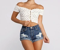 Flower Girl Lace Up Crop Top - 060012211999