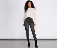 Brushed Knit Boat Neck Pullover