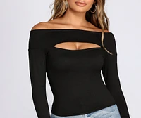 Off The Shoulder Keyhole Cut out Top