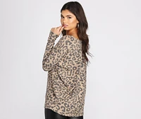 Brushed Knit Leopard Print Top