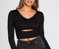 Cut Out Knit Crop Top