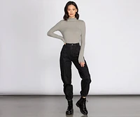 Brushed Knit Mock Neck Top