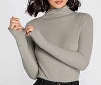 Brushed Knit Mock Neck Top