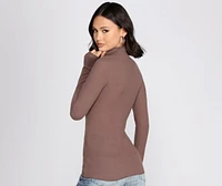 Brushed Knit Mock Neck Top