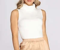 Cowl Neck Basic Knit Crop Top