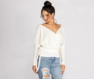 Wrapped Knit Surplice Top