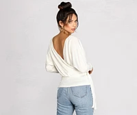 Wrapped Knit Surplice Top