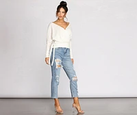 Wrapped Knit Surplice Top