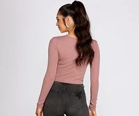 Drawstring Front Crop Top