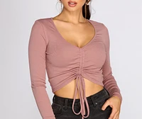 Drawstring Front Crop Top
