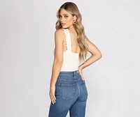 Ruffle Detail Striped Bodysuit