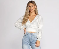 Cute And Casual Striped Ribbed Crop Top