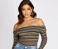 Strut It Stripes Ribbed Crop Top
