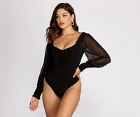 Truly Adored Sheer Sleeve Bodysuit