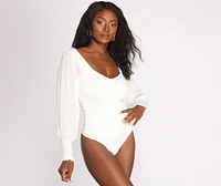 Truly Adored Sheer Sleeve Bodysuit