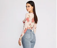 Sweet Floral Mesh Crop Top