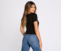 Double Layered Knit V Crop Top