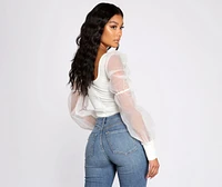 Essential Organza Puff Sleeve Bodysuit