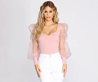 Essential Organza Puff Sleeve Bodysuit