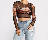 Lookin' Fine Floral Mesh Crop Top