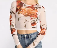 Lookin' Fine Floral Mesh Crop Top
