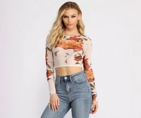 Lookin' Fine Floral Mesh Crop Top
