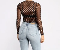 Polka Dot Cutie Mesh Crop Top
