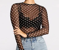 Polka Dot Cutie Mesh Crop Top