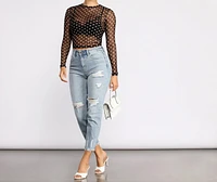 Polka Dot Cutie Mesh Crop Top